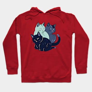 Three cats in blue colours Hoodie